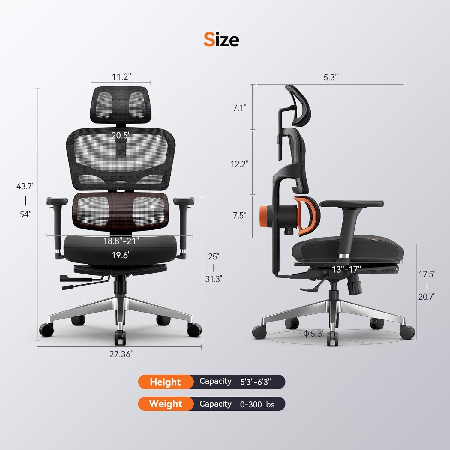 Ergonomic Mesh Office Chair with Adaptive Lumbar Support | High Back Computer Desk Chair with Footrest | Adjustable Arms Headrest Backrest | Tilt Function 4D Armrest Recliner for Home Office…