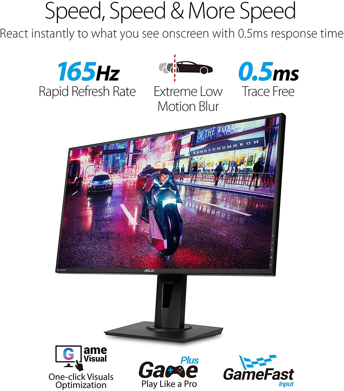 VG278QR 27” Gaming Monitor 165Hz Full HD (1920 X 1080) 0.5Ms G-SYNC Eye Care Displayport HDMI DVI, Black