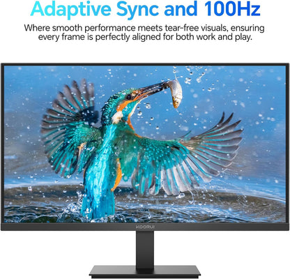 22 Inch Computer Monitor Full HD 1080P 100Hz PC Gaming Screen VA Panel Ultra-Slim Display 3000:1 Contrast Ratio with Adpitive Sync (HDMI/VGA/VESA Compatible 100X100Mm/Audio Out), Tilt, Black