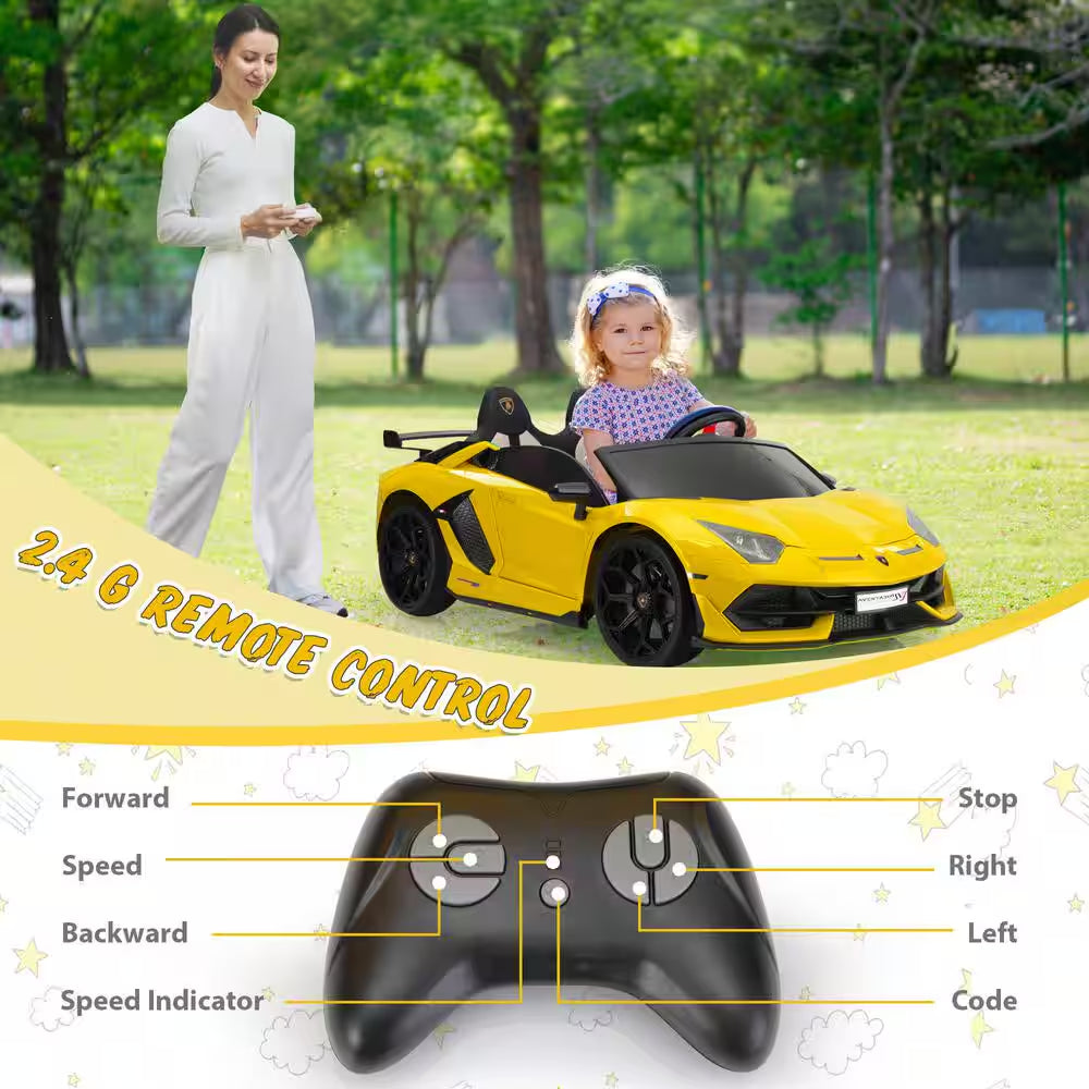 24-Volt Licensed Lamborghini 2 Seater Kids Ride on Car with Remote Control Electric Kids Drift Sport Car in Yellow