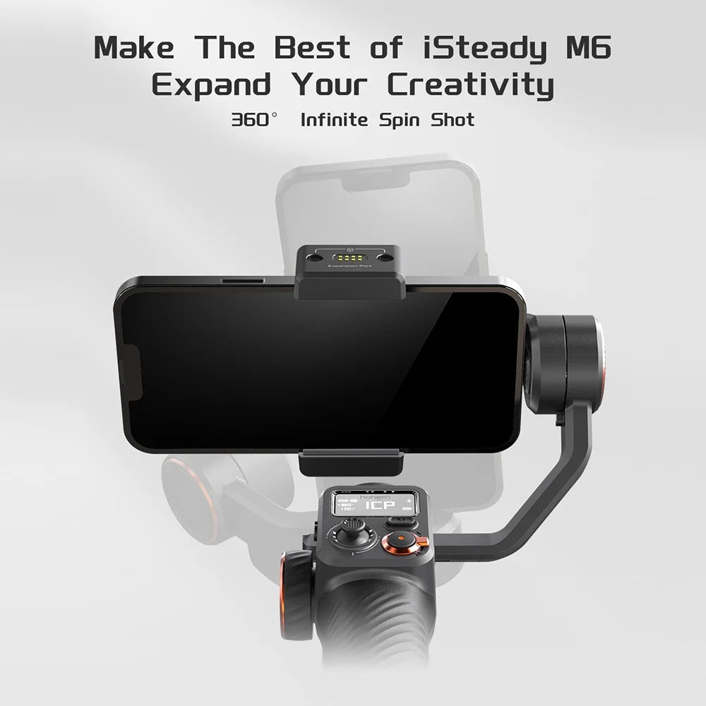M6 Kit 3- Smartphone Gimbal Stabilizer -Shake Phone Vlog Gimbal Rotatable OLED Large Screen with AI Vision Sensor & Fill Light Module Tripod Storage Case 400G Payload Rep