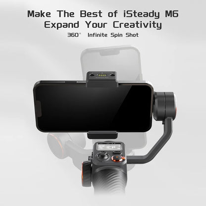 M6 Kit 3- Smartphone Gimbal Stabilizer -Shake Phone Vlog Gimbal Rotatable OLED Large Screen with AI Vision Sensor & Fill Light Module Tripod Storage Case 400G Payload Rep