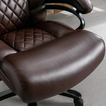 Big and Tall Office Chair 400 Lbs - Executive Leather Swivel Chair with Arms, High Back Desk Chair with Adjustable Lumbar Support Heavy Duty Metal Base, Office Chairs for Heavy People (Brown)